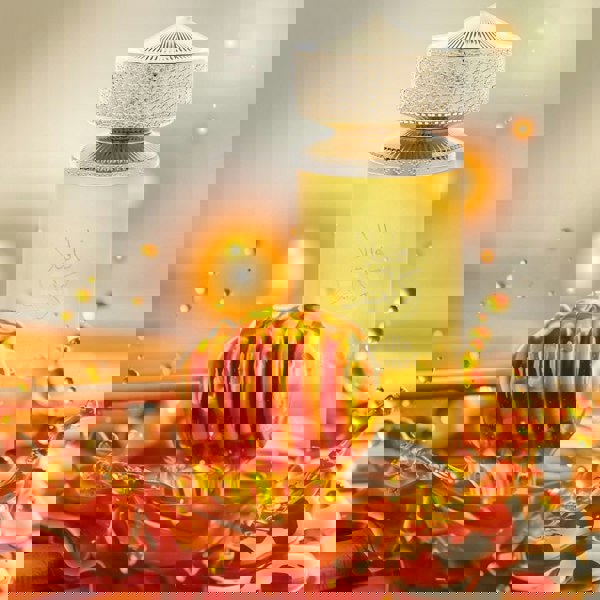 Ajyad Vanilla Caramel 100ml EDP bottle with caramel sauce and dessert