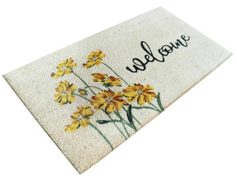 A.Unique Home 15mm Coir Doormat Non-Slip PVC Back - Welcome Colour 40x80cm
