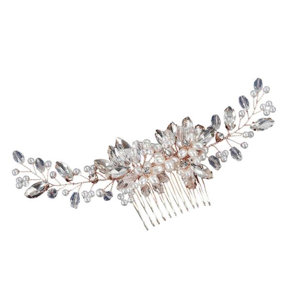 Gold Trip Pearl Flower Hair Comb