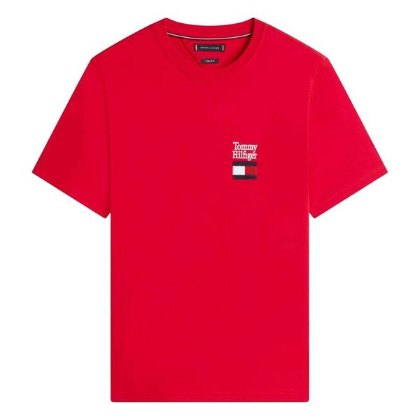 Tommy Hilfiger Mens Stack Logo T-Shirt - Red - 