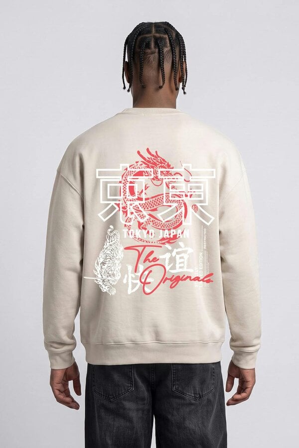 London Attitude Relaxed Fit Tokyo Dragon & Tiger Sweatshirt
