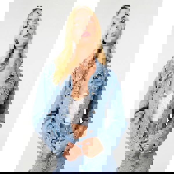 Pink Vanilla Embellished Tassel Shoulder Denim Jacket