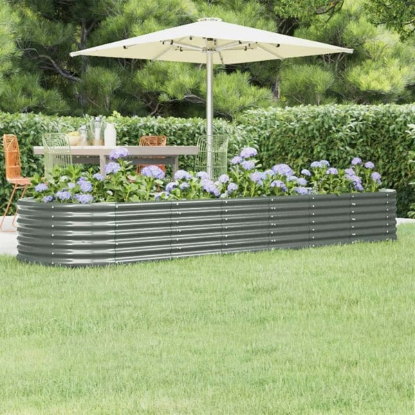 Berkfield Garden Raised Bed Powder-coated Steel 296x80x36 cm Grey