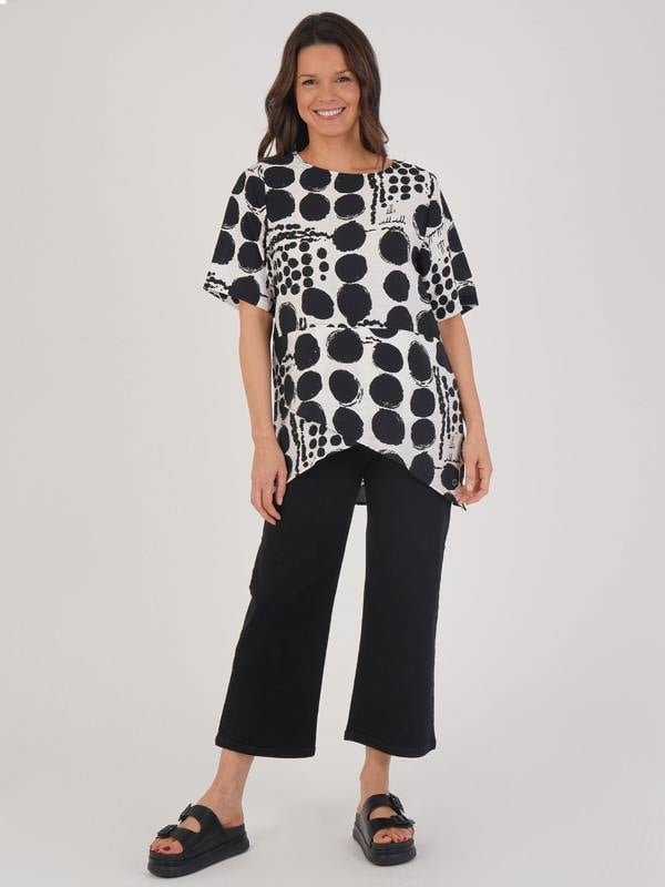 VIZ-A-VIZ Polka Dot Asymmetric Tunic