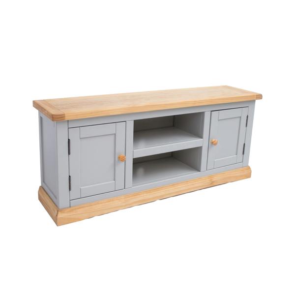 Cabinet Bits Bomporto Light Grey 2 Door TV Cabinet Wood Knob