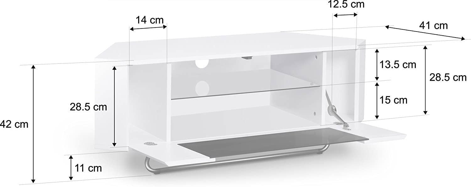 Centurion Supports Hampshire Corner-Friendly Gloss White with Walnut Contrast Beam-Thru Remote Friendly Door 26"-50" Flat Screen TV Cabinet
