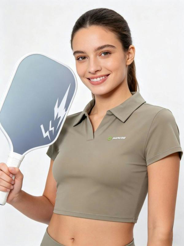 Anniou UPF 50+ V-Neck Pickleball Top - Apricot