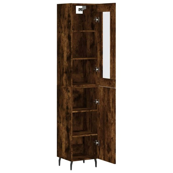 Berkfield Highboard Smoked Oak 34.5x34x180 cm Engineered Wood