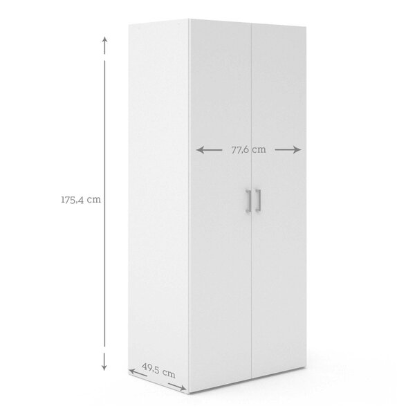 Wyld Haus Munich White Wooden Wardrobe 2 Doors and 3 Shelves