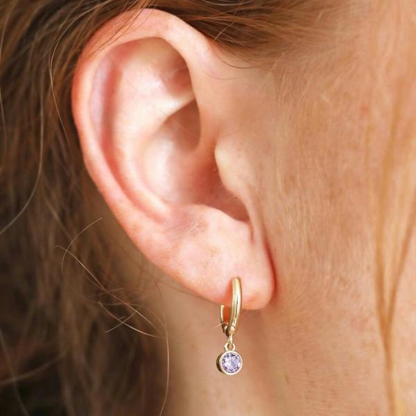 Birthstone Charm Huggie Hoop Earrings - additional view 11