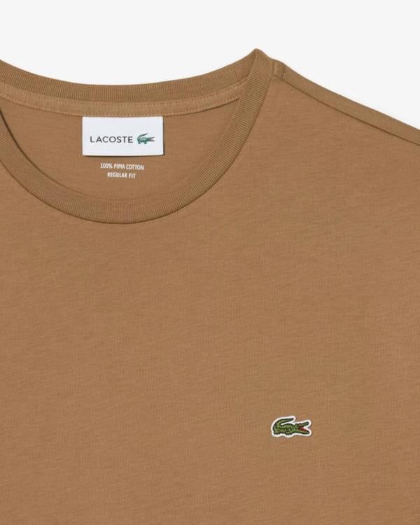 Lacoste Mens Crew Neck Pima Cotton Jersey T - Shirt - Cookie SIX | CHO | Designer Mens Short Sleeve T - Shirts & Tops