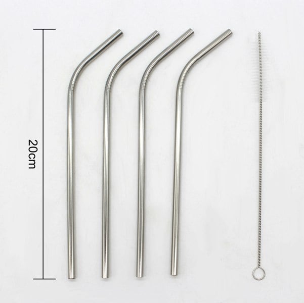 Straws Brush Drinks Set Stainless Steel  Reusable