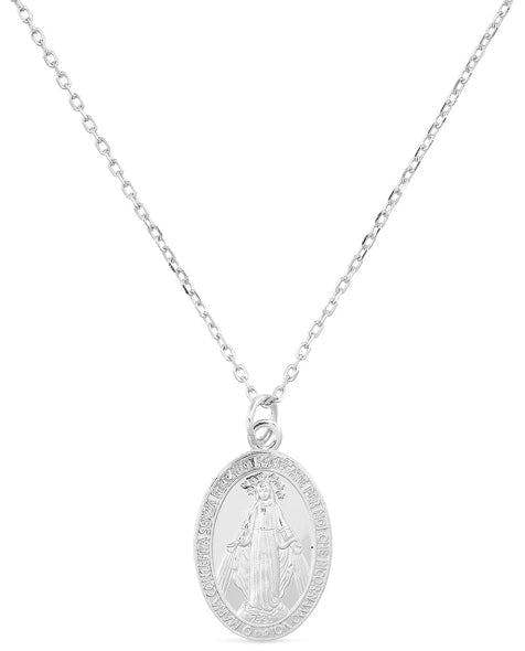 Dainty Sterling Silver Virgin Mary Miraculous Medal Choker Necklace - Necklaces - Elk & Bloom