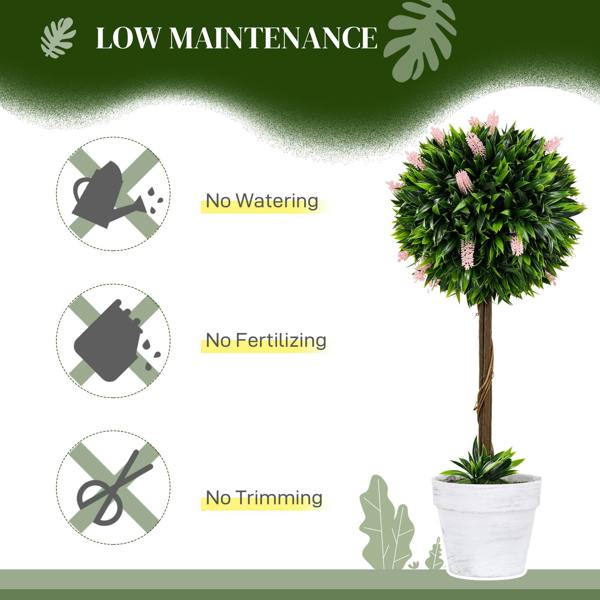 Wyld Haus Yodina Set Of 2 Artificial Flower Ball Trees In Pink With Pots For Indoor And Outdoor Styling 60cm