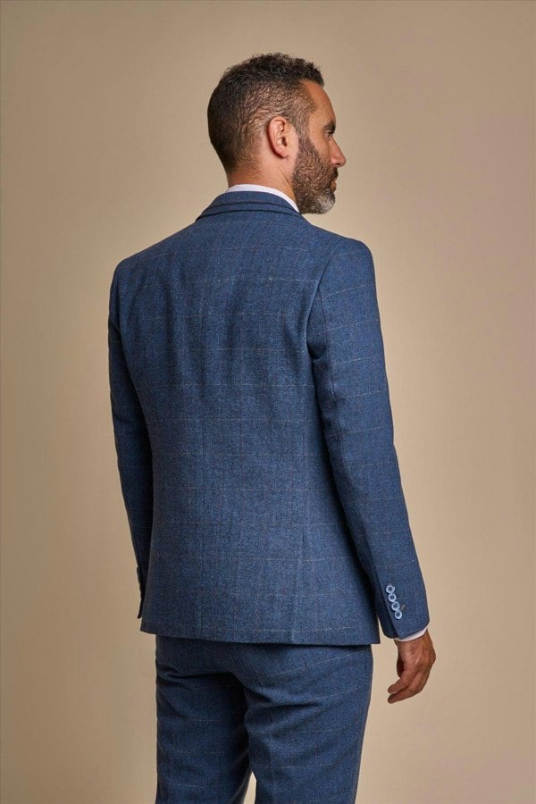 House of Cavani Carnegi Navy Short Tweed Three Piece Suit