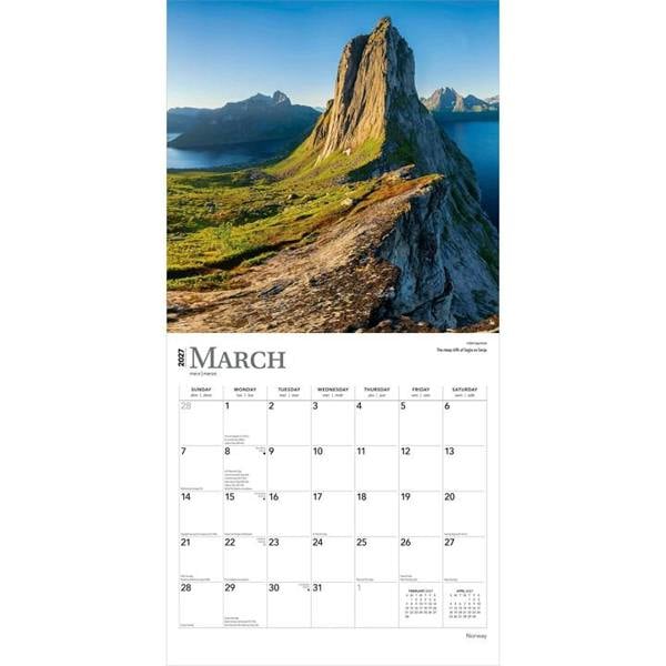 Europe Norway Calendar 2027, Wall Calendars, Month To View, Travel, Gift