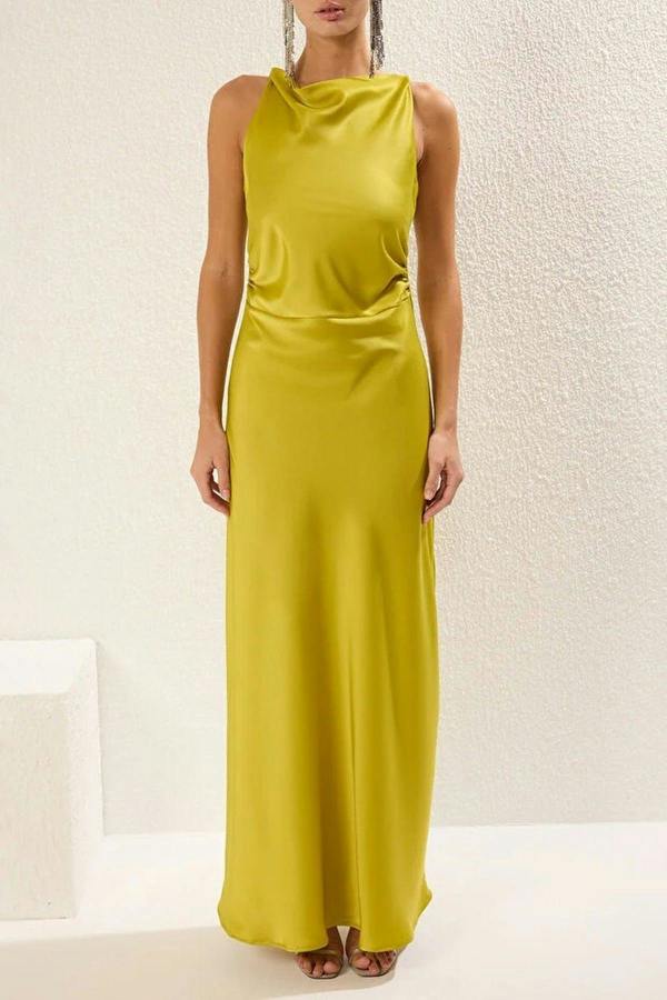 WOVCOR Satin Maxi Evening Dress