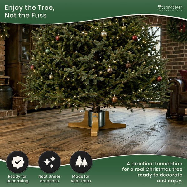 Wonder Christmas Tree Stand with Water Tank, Fits Trees up to 2.6m, 3 Clamp Screws for 50-110mm Trunks, Silver Steel Base