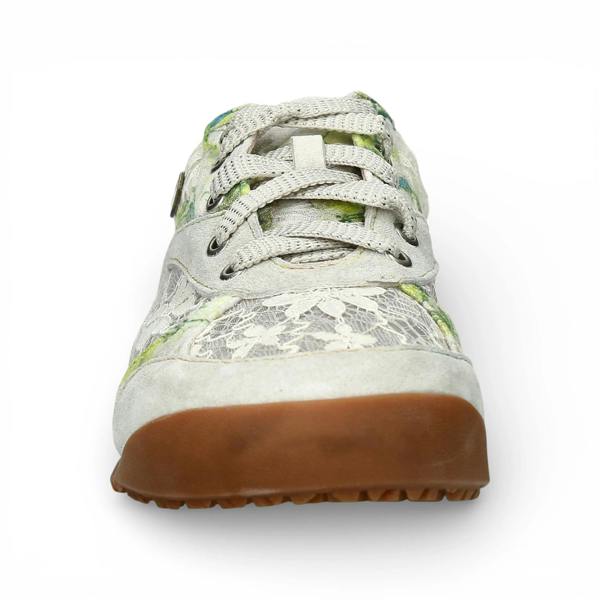 Laura Vita Tivanao 03 - Women's Beige Floral Leather Sneakers