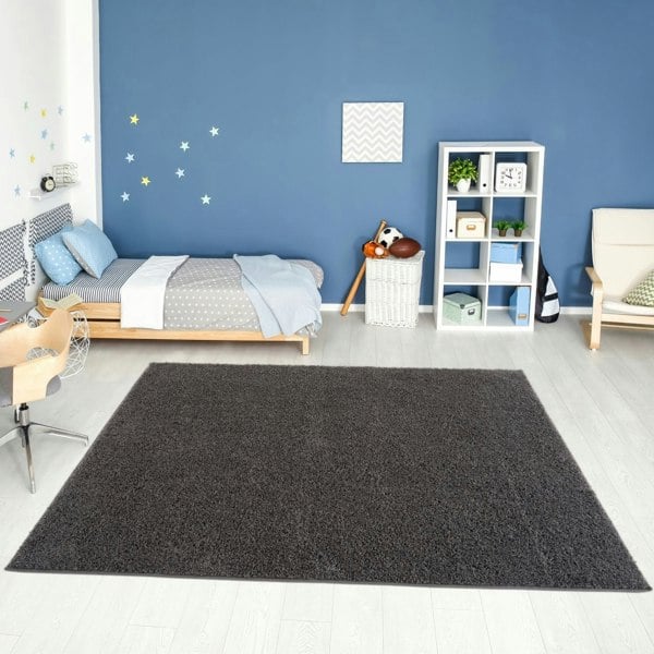 Dark Grey Shaggy Rug High quality Plain Design