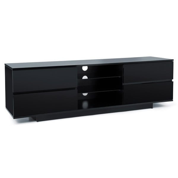 Centurion Supports Avitus Gloss Black with 4-Black Drawers and 3-Shelf 32"-65" LED/LCD/Plasma TV Stand