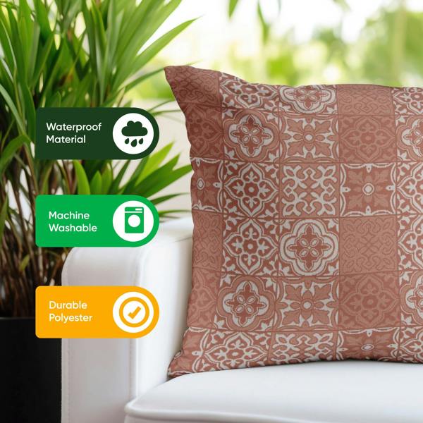 Gardenwize Pair of Outdoor Scatter Cushions – Jacquard Pink Design