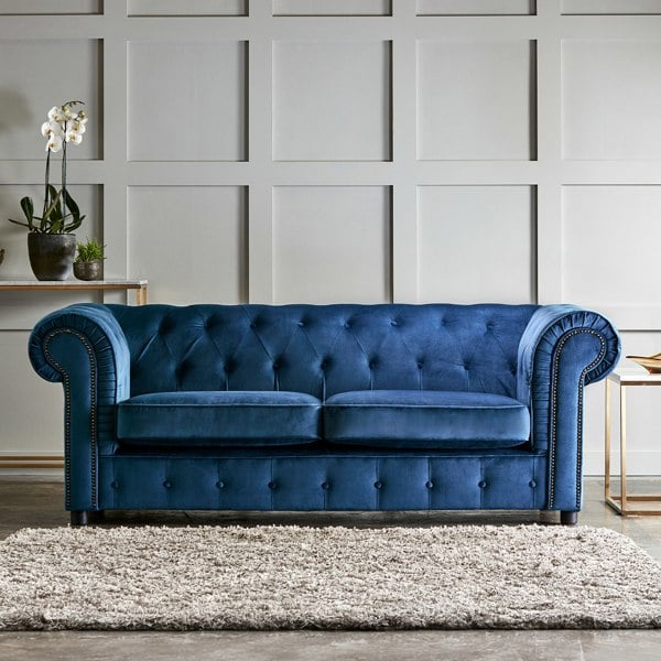 Furnishings For Less Ashbourne Chesterfield Plush Velvet 3 Seater