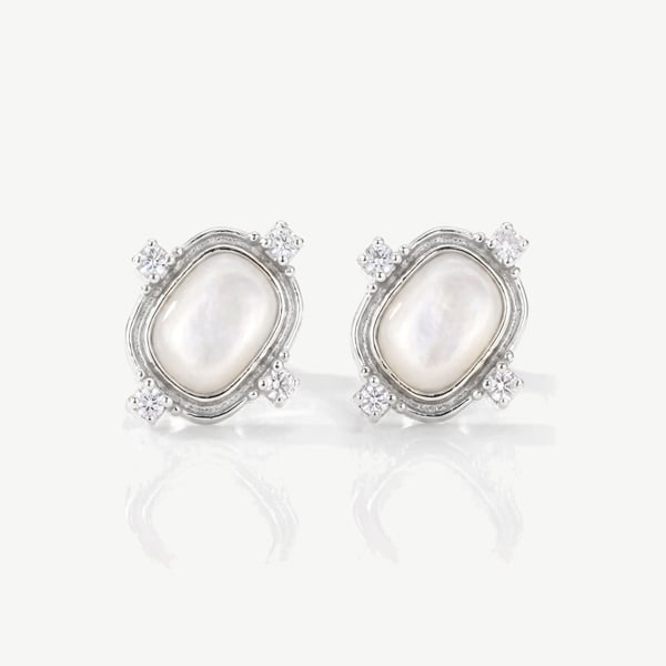 MUCHV White Heirloom Stud Earrings