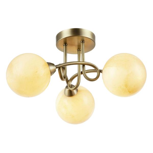 Modern Antique Brass Ceiling Light with Amber Marble Glass Shades Image 8