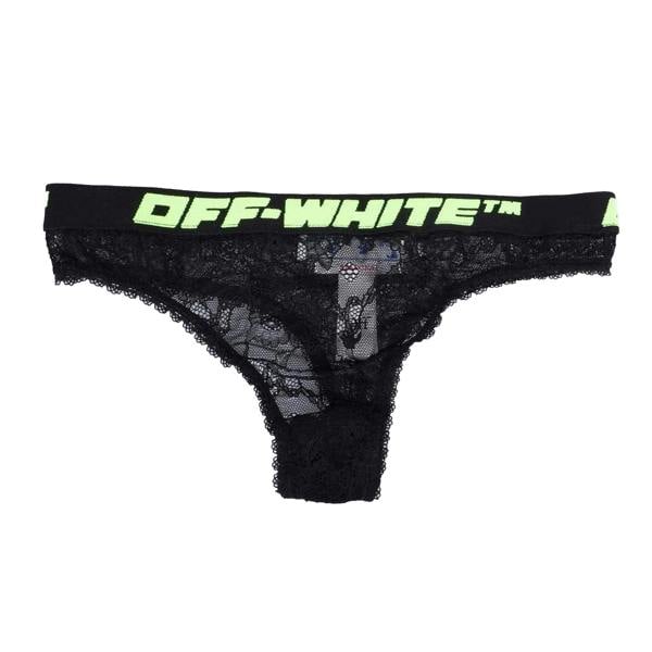 Off White Womens/Ladies Lace Thong - Black - 