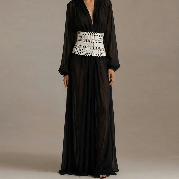 Alaia Vienne corset belt in white signature perforated leather