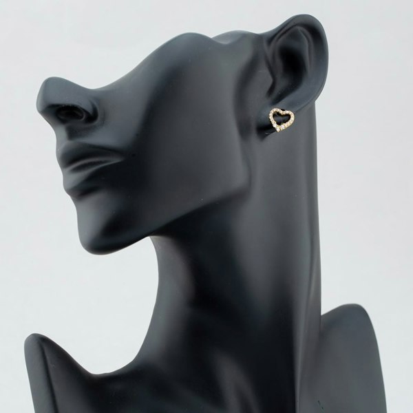 T. H. Baker 9ct Yellow Gold Cubic Zirconia Open Heart Stud Earrings 1.59.0779