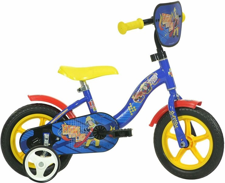 Dino Bikes Dino Fireman Sam Kids Boys Bike 10" MAG Wheel With Stabilisers