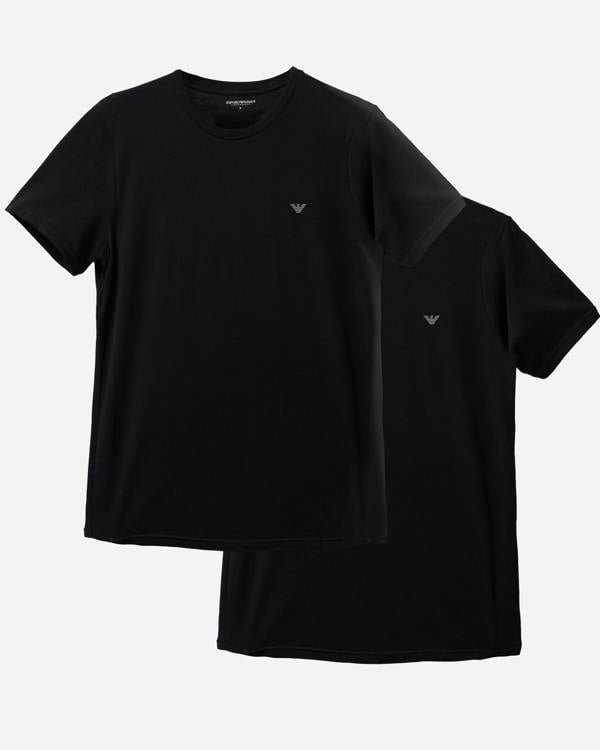 Emporio Armani 2-Pack Mens Crew Neck T-Shirts with Eagle Logo in Black