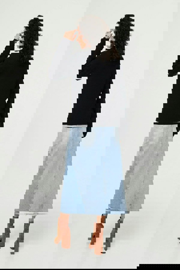 Black | Embroidered Detail Long Sleeve Jumper