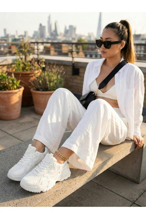 Ivy Studded Chunky Trainers - White