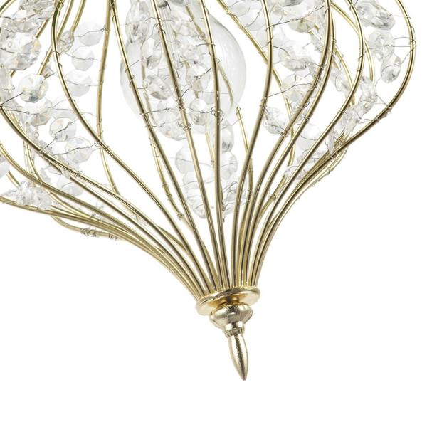 Unique Teardrop Shiny Gold Pendant Lamp Shade with Clear Acrylic Beads Image 4