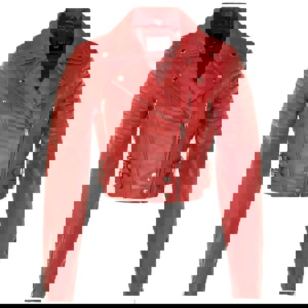 Infinity Leather Women's Real Leather Short Cropped Length Biker Jacket