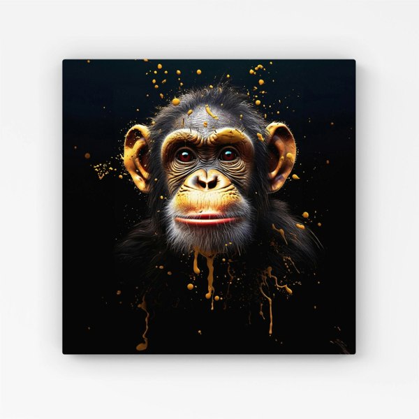 Warren Reed Splash Art Cheeky Chimp Face Canvas