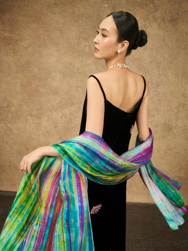 Rainbow Brushstroke Silk Scarf – Hand-Dyed Mulberry Silk, Festival & Statement Wrap