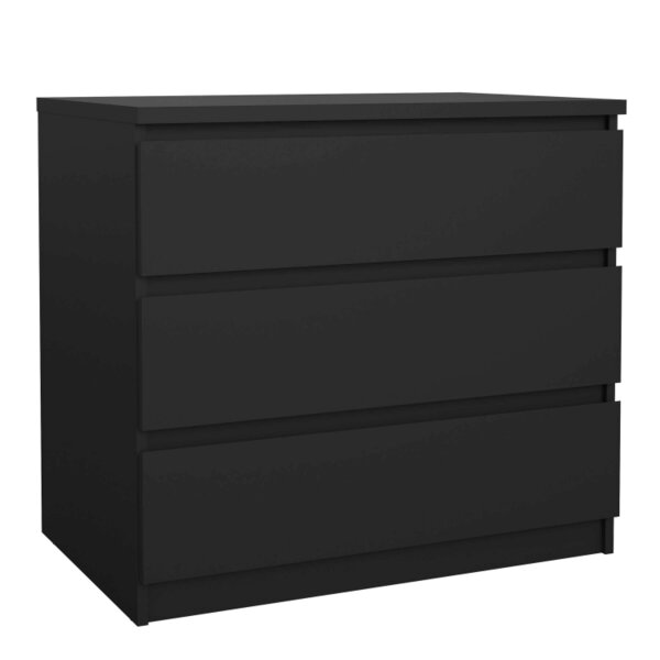 Wyld Haus Budapest Matt Black Wooden Chest 3 Drawers