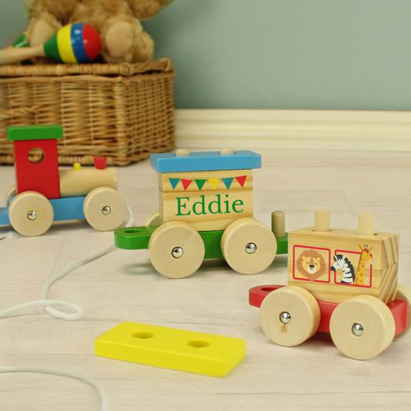 Abode Home & Gifts Personalised Circus Wooden Toy Train Set