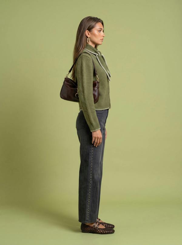 Urban Bliss Wool Blend Contrast Cardigan