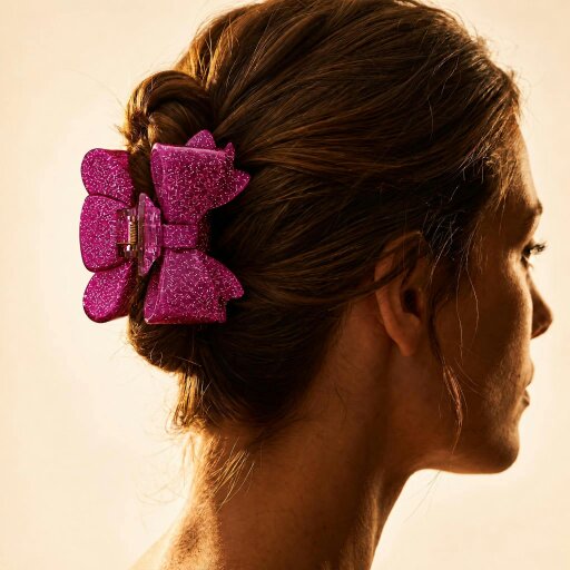 Gold Trip Purple Bow Claw Clip