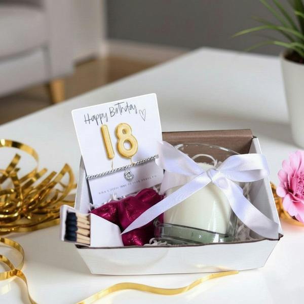Aye Do Gifts Small 18th Birthday Gold Balloon Hamper | Candle, Bracelet, Chocolates