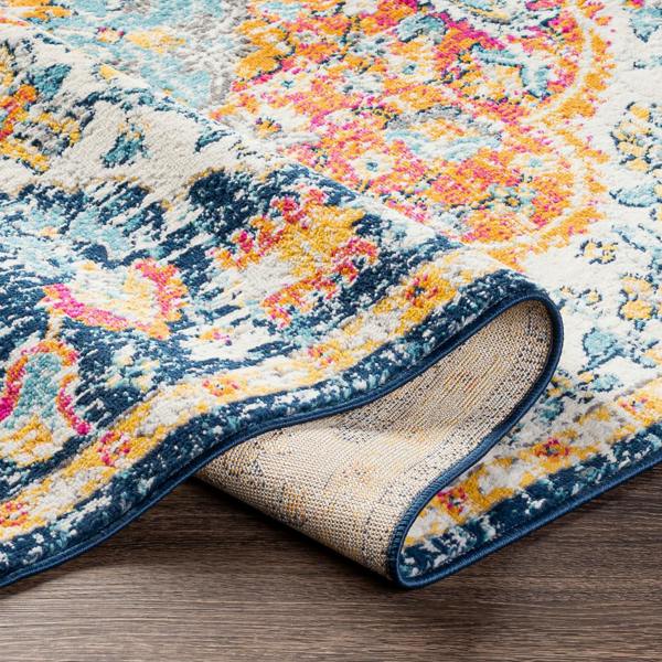 Livabliss Floransa-Vintage Orange Blue Pink Cream Traditional Boho Rug