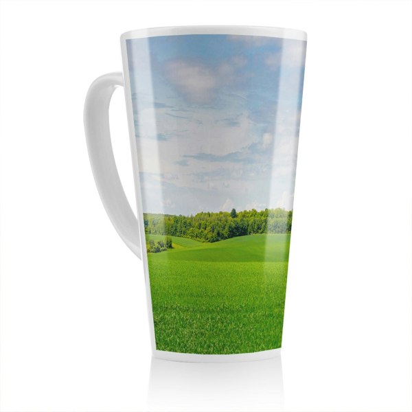 Benjamin Tate Design Summer landscape in the distance Designer Latte Mug