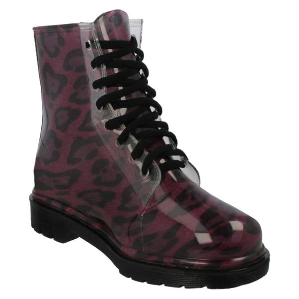 Spot On Ladies Spot On Chunky Heel Transparent Boots