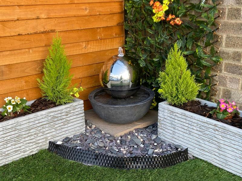 Tranquillity Water Features Sphere & Resin Base Modern Metal Water Feature