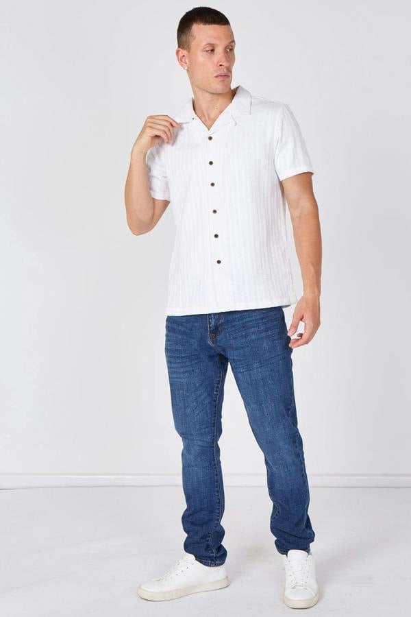 Textured Short Sleeve Resort Collar Shirt